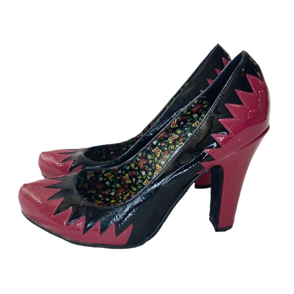 Betsey Johnson Art Deco Black n Pink Fetish Heels